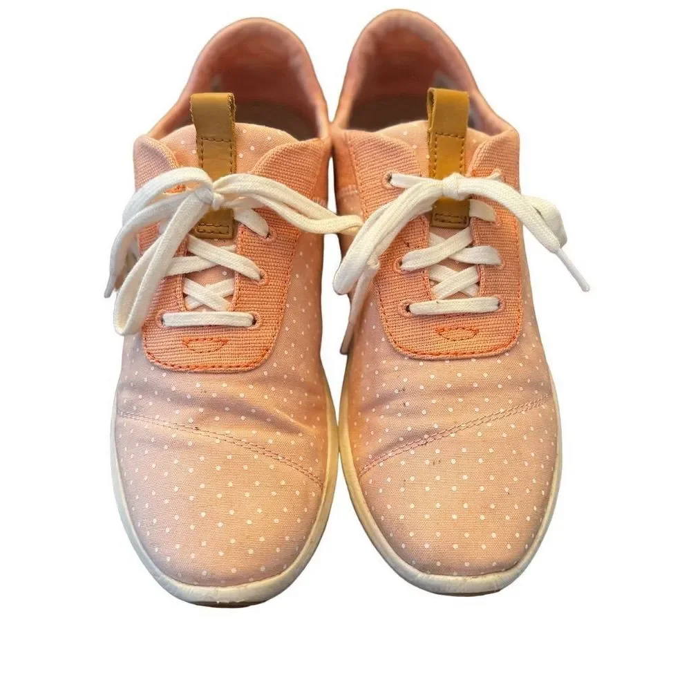 TOMS Women's‎ Cabrillo Pink Polka Dot Lace-Up Sneakers Size 9 Casual